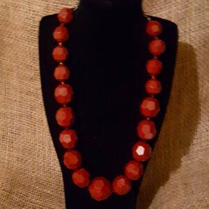 Red, Ball Shaped, back clasp, necklace